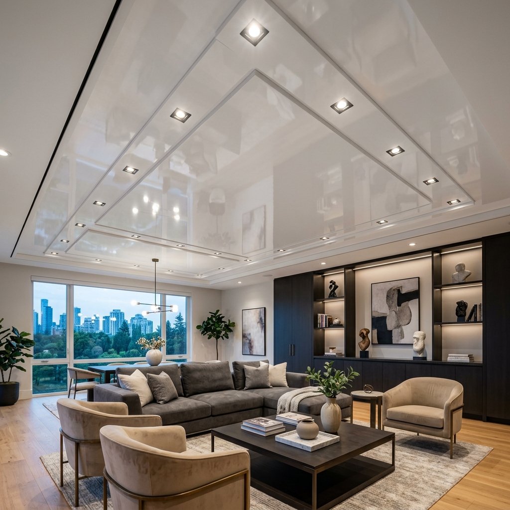 Interior modern dengan plafon premium